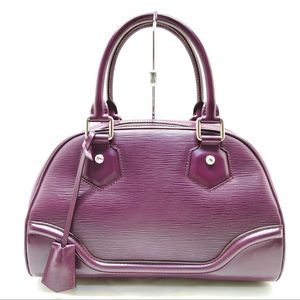 Louis Vuitton purple Epi Bowling Montaigne handbag with silver tone hardware